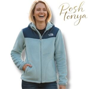 The North Face Fleece Osito Hooded Jacket Blue Size XS Soft Plush Outdoor Cozy